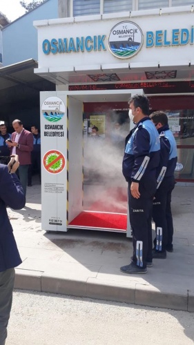 Dezenfektan tüneline yoğun ilgi