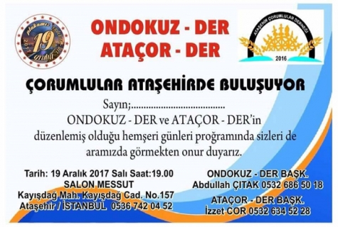 Çorumlular, Ataşehir'de buluşuyor