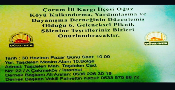 Oğuz Köyü Derneği’nden geleneksel piknik