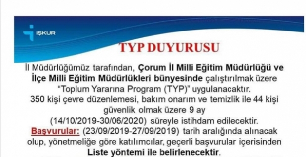 İşkur Milli Eğitime 10 kişi alacak